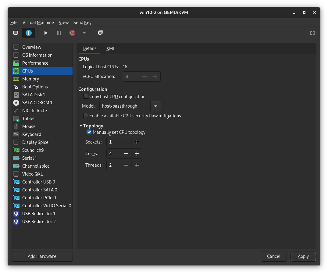 Setting CPU Topology